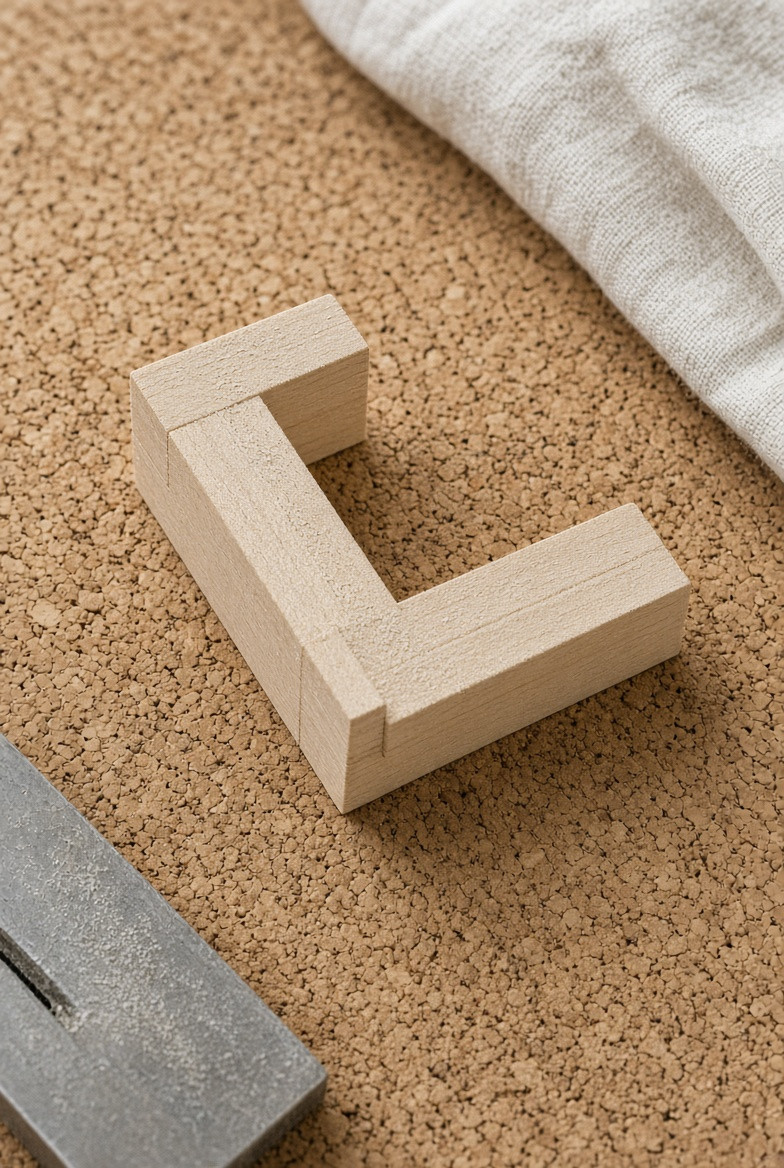 Untouched practice joint on a cork work surface