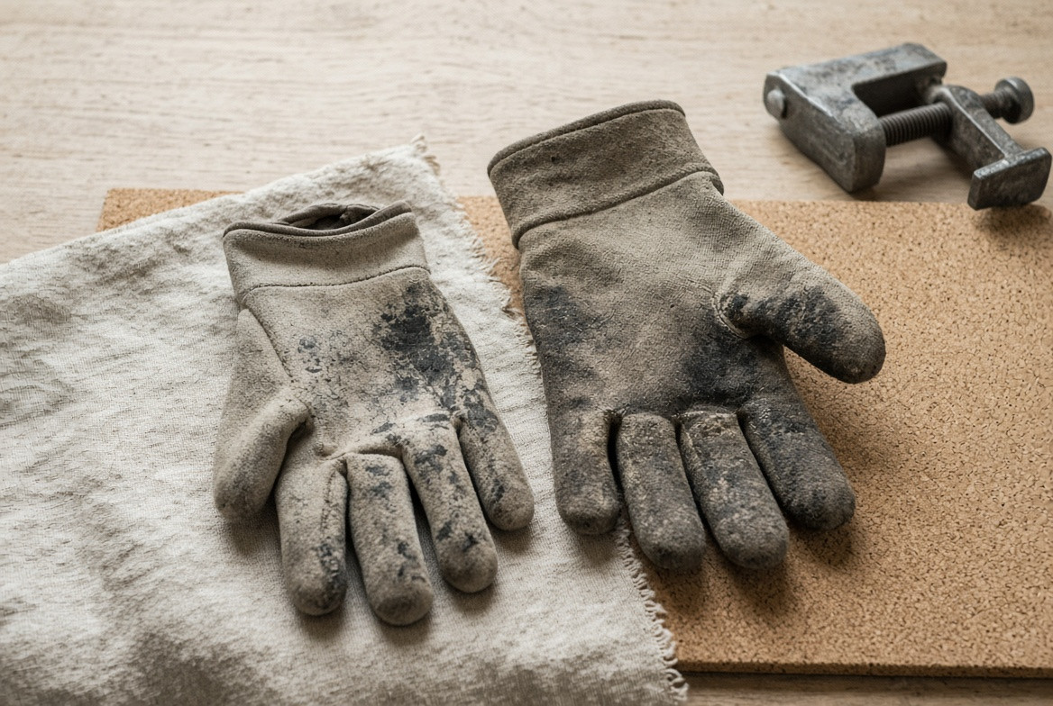 Small and large glove sizes resting without people