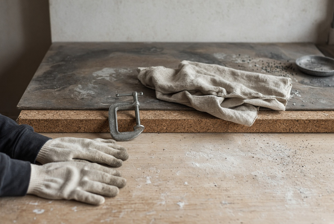 A threshold between one work surface and another destination